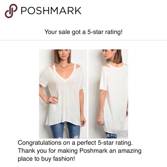 LAST 1 Ivory Short sleeve Vneck cut out jersey tee - Picture 4 of 5